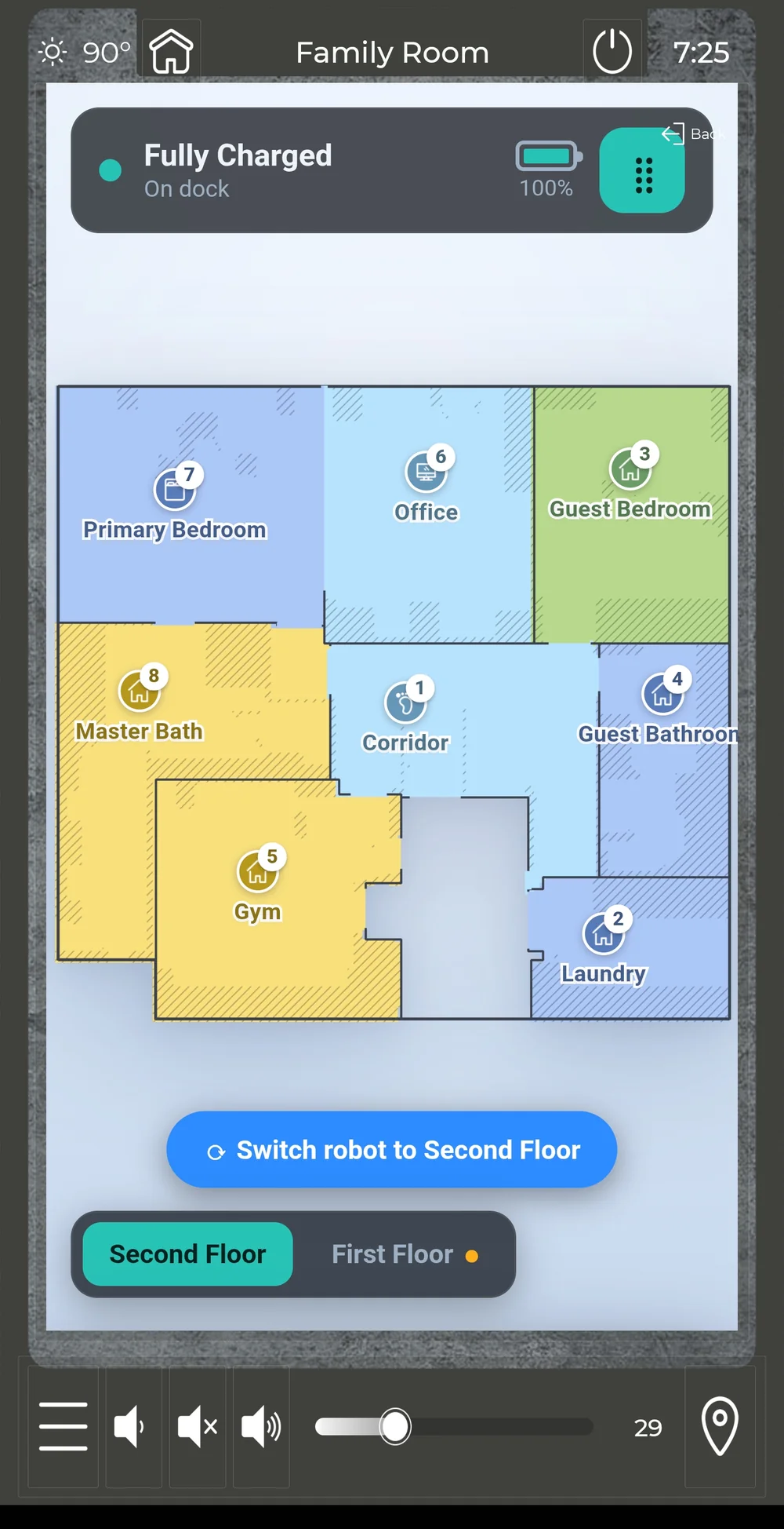 The second-floor map with the floor switcher and switch button